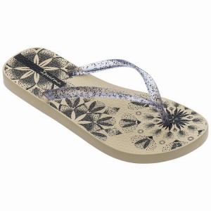 Beige / Black Ipanema Sem Igual Tattoo Women's Flip Flops | ZU0378421