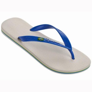 Beige / Blue Ipanema Classic Brazil II Men's Flip Flops | UI8526103