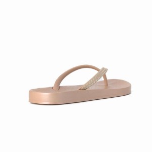 Beige / Gold Ipanema Ana Metallic IV Women's Flip Flops | CZ9826407