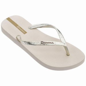 Beige / Gold Ipanema Glam II Women's Flip Flops | VD2437105