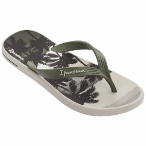 Beige / Green Ipanema Posto 10 Temas Men's Flip Flops | GA8495017