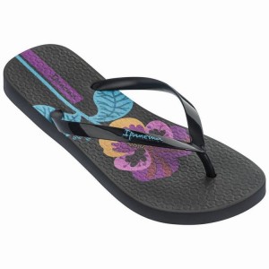 Black Ipanema Botanicals Women's Flip Flops | VC2853017