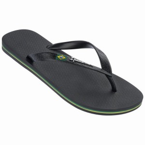 Black Ipanema Classic Brazil II Men's Flip Flops | ZI7056341