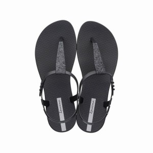 Black Ipanema Shimmer Women's Sandals | MS7856102