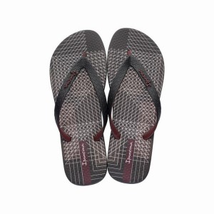 Black / Burgundy Ipanema Parati II Men's Flip Flops | TN1968572