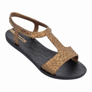 Black / Gold Ipanema Venus Women's Sandals | BF6130794