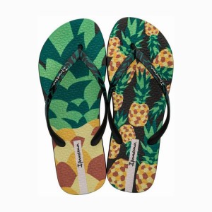 Black / Green Ipanema Frutas Women's Flip Flops | SR6318509