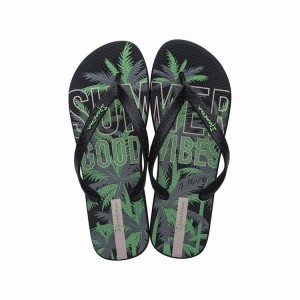 Black / Green Ipanema Summer Men's Flip Flops | JH3678041