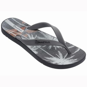 Black / Grey Ipanema Arpoador Palm Men's Flip Flops | YM5046178