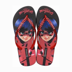 Black / Red Ipanema Ladybug Women's Flip Flops | KO2673918