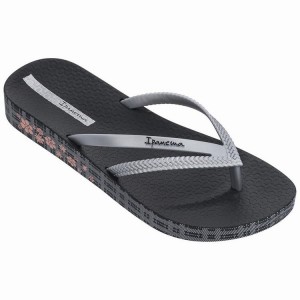 Black / Silver Ipanema Bossa Soft IV Women's Flip Flops | XQ8324907