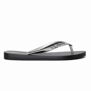 Black / Silver Ipanema Foil Women's Flip Flops | LU5397140