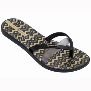 Black / Silver Ipanema Kirei Silk III Women's Flip Flops | KP2761804