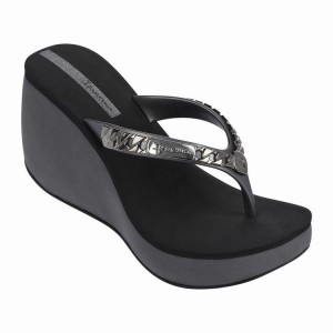 Black / Silver Ipanema Lipstick Chains Women's Flip Flops | OK9086352