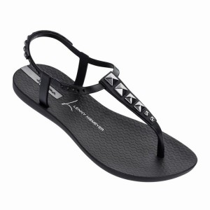 Black / Silver Ipanema Premium Lenny Rocker Women's Sandals | KZ0523619