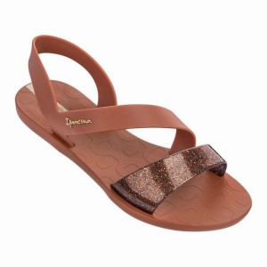 Brown / Gold Ipanema Vibe Women's Sandals | SO1397584