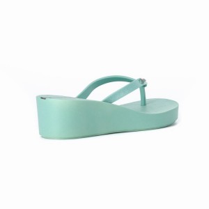 Green Ipanema Daisy Wedge Women's Flip Flops | WK8357692