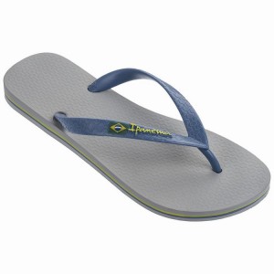 Grey / Blue Ipanema Brasil Classic II Ad Men's Flip Flops | YV3914526