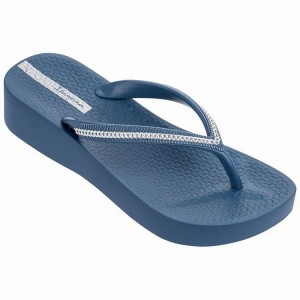 Navy / Silver Ipanema Mesh Plat II Women's Flip Flops | CE2079153