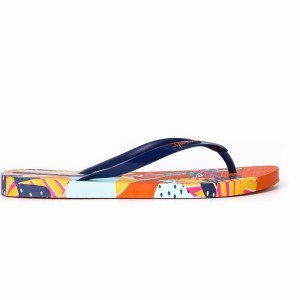 Orange / Blue Ipanema I Love Sun Women's Flip Flops | CO9847062