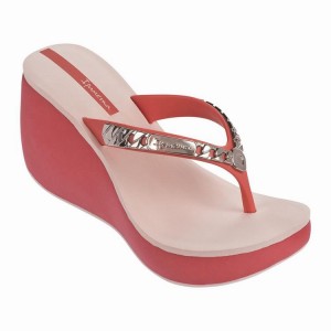 Pink / Silver Ipanema Lipstick Chains Women's Flip Flops | XU6385147