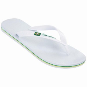 White Ipanema Classic Brazil II Men's Flip Flops | AH6795810