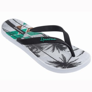 White / Black Ipanema Arpoador Palm Men's Flip Flops | TF0364825