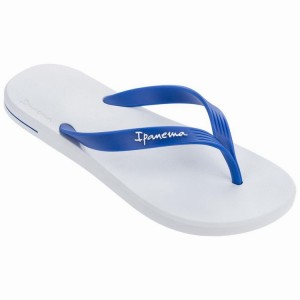 White / Blue Ipanema Posto 10 Ad Men's Flip Flops | EC1985634