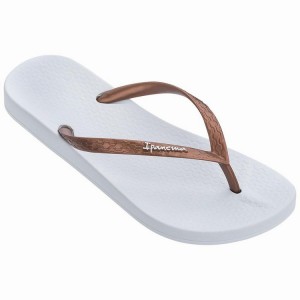 White / Gold Ipanema Anatomic Tan Women's Flip Flops | CN5984621