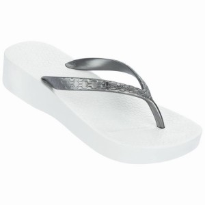 White / Silver Ipanema Brasil Tropical Plat Women's Flip Flops | VZ0746538