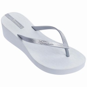 White / Silver Ipanema Daisy Wedge Women's Flip Flops | TM6435780