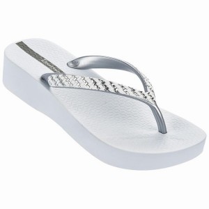 White / Silver Ipanema Mesh Plat Women's Flip Flops | VG5723910