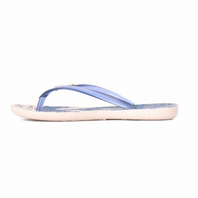 Beige / Blue Ipanema Wave Natural Women's Flip Flops | XN2718963