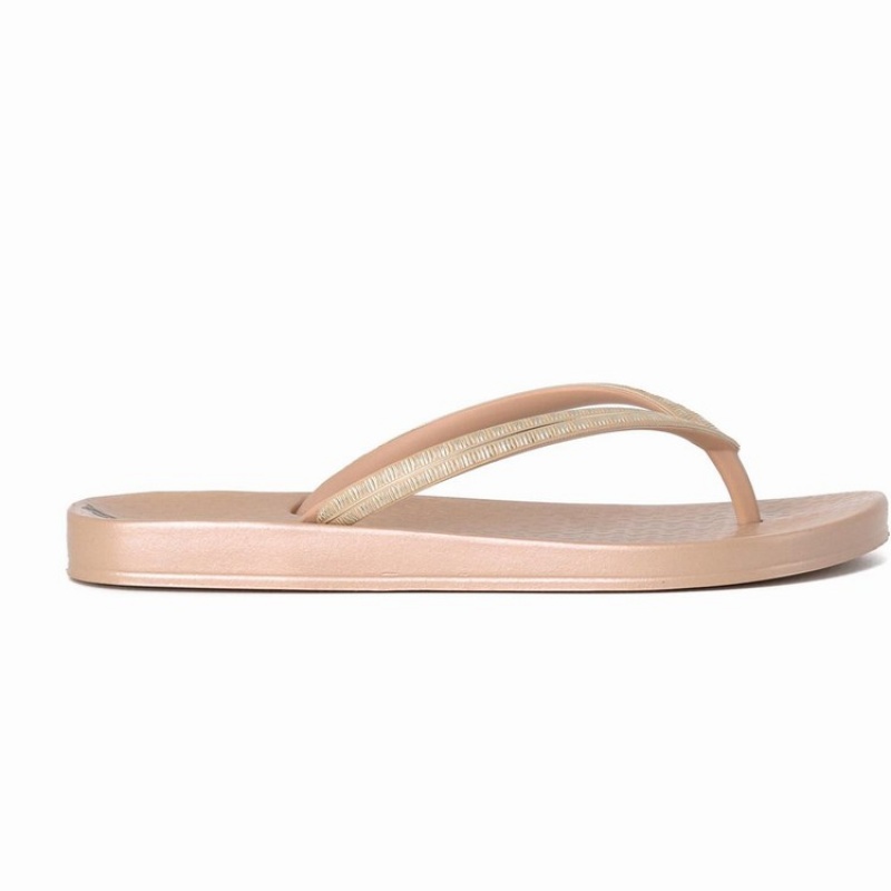 Beige / Gold Ipanema Ana Metallic IV Women's Flip Flops | CZ9826407