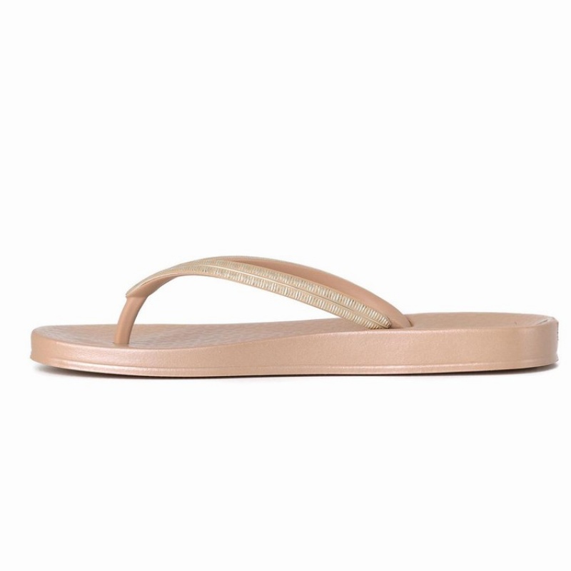 Beige / Gold Ipanema Ana Metallic IV Women's Flip Flops | CZ9826407