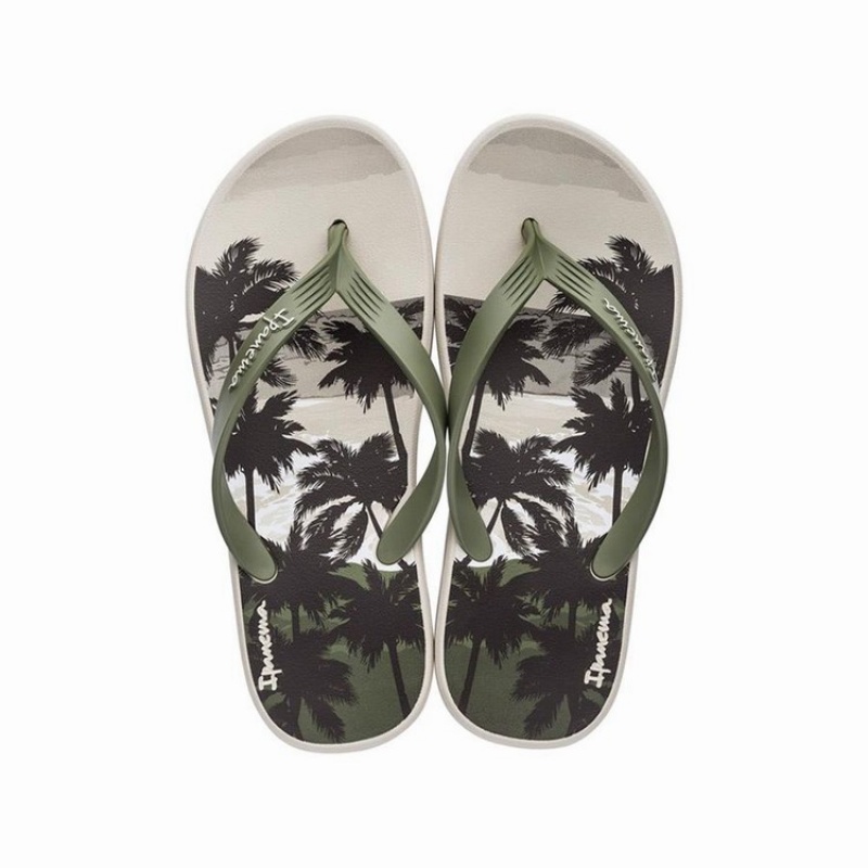 Beige / Green Ipanema 10 Palm Men's Flip Flops | EV4850631