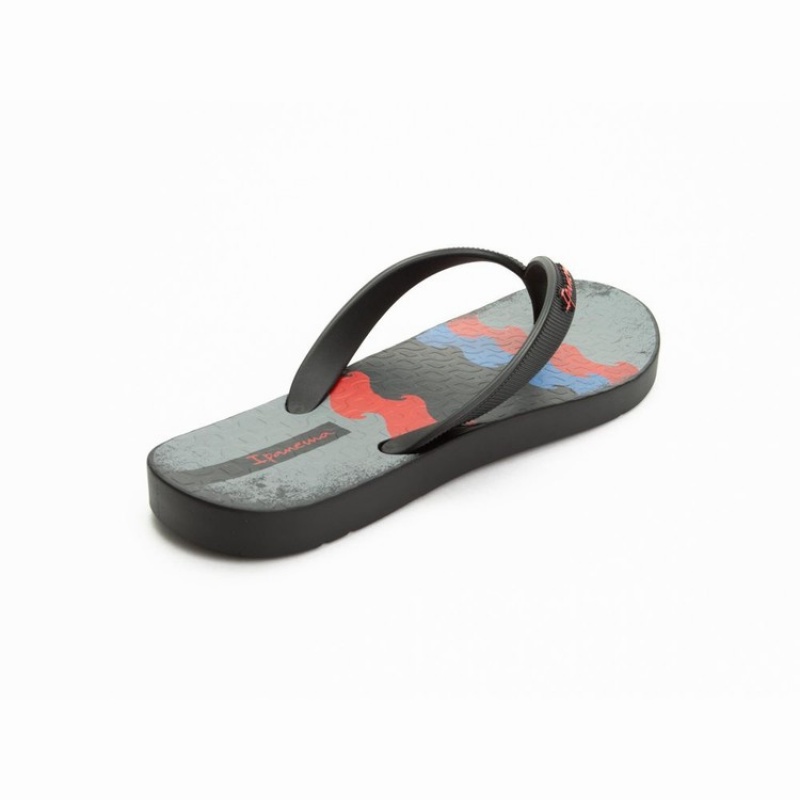 Black Ipanema Arpo Wave Men's Flip Flops | RG6581374