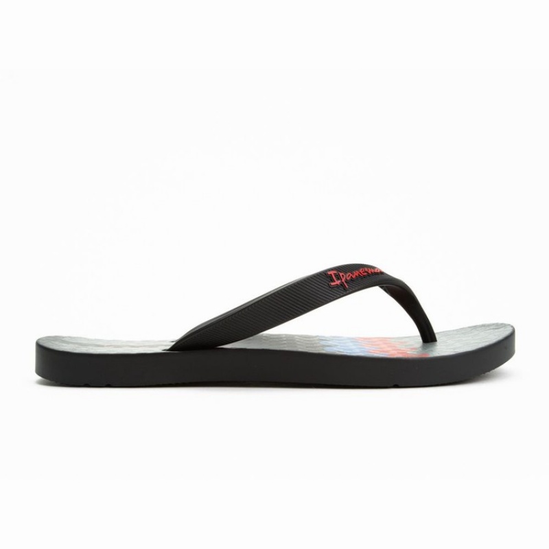 Black Ipanema Arpo Wave Men's Flip Flops | RG6581374