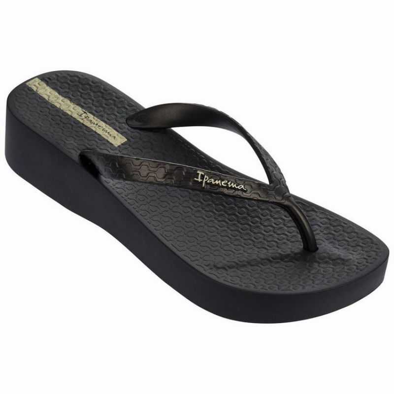 Black Ipanema Brasil Tropical Plat Women\'s Flip Flops | FJ0658724