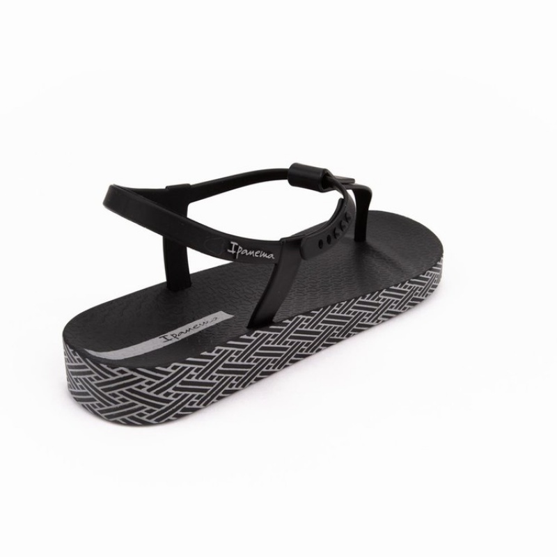 Black Ipanema Plush Weave Women's Sandals | PF4065893