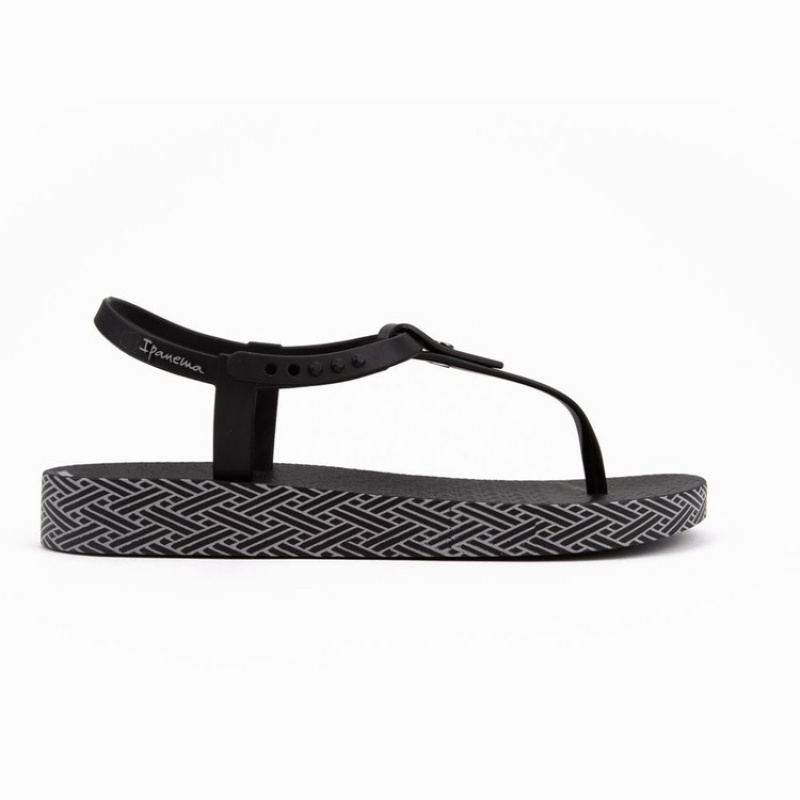 Black Ipanema Plush Weave Women's Sandals | PF4065893