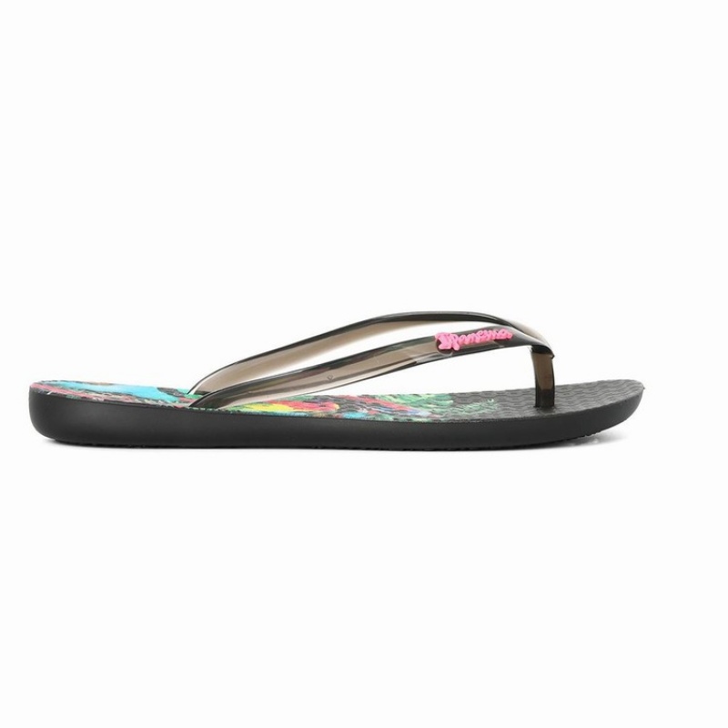 Black Ipanema Wave Natural Women's Flip Flops | CA4675913