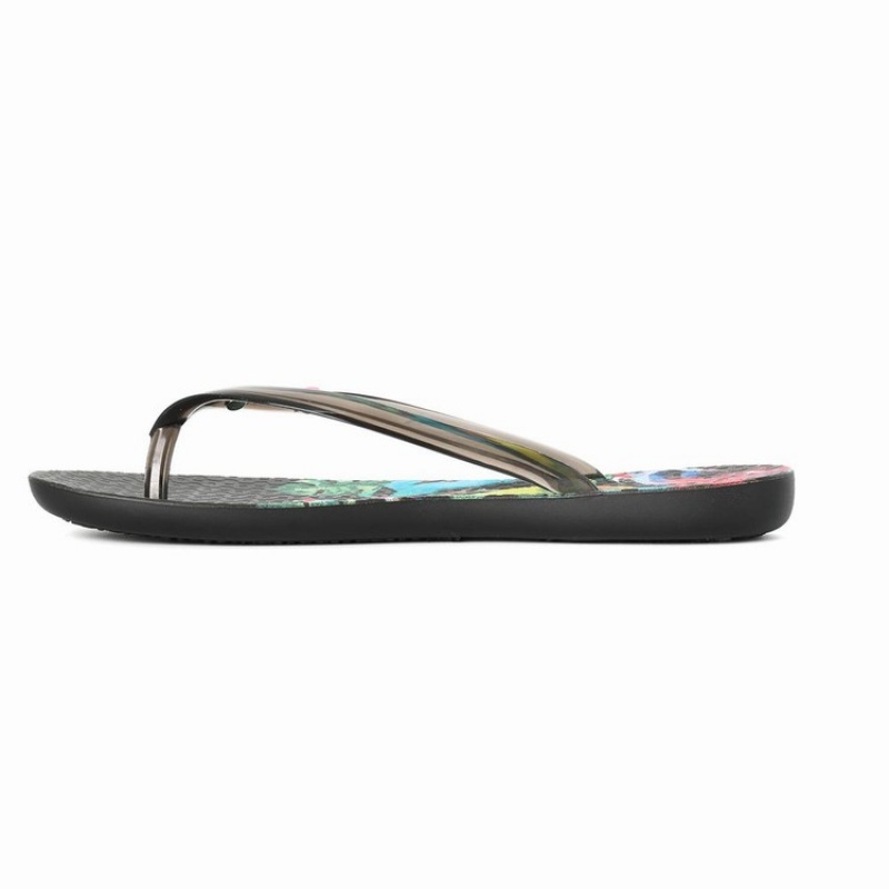 Black Ipanema Wave Natural Women's Flip Flops | CA4675913