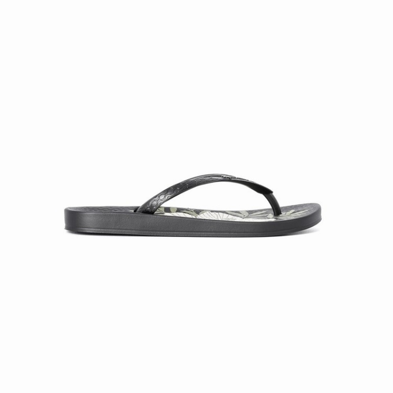 Black / Beige Ipanema Ana Hibiscus Women's Flip Flops | NK8610239