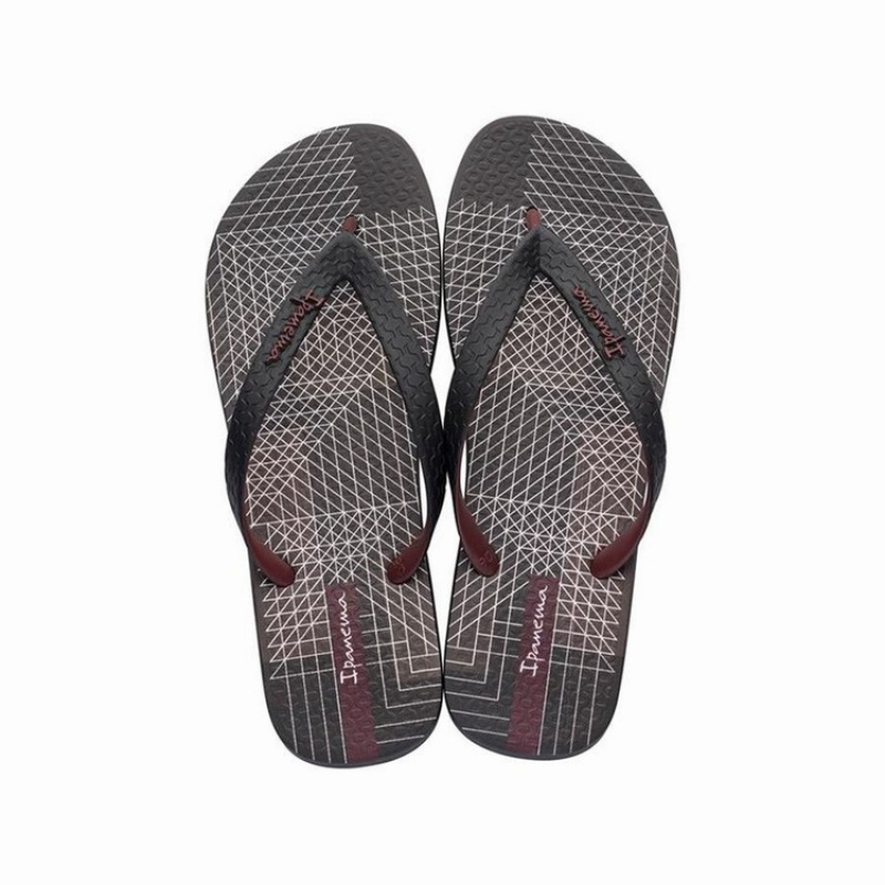 Black / Burgundy Ipanema Parati II Men\'s Flip Flops | TN1968572