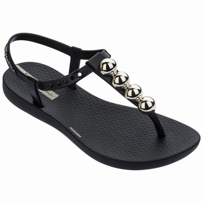 Black / Gold Ipanema Class Glam Kids' Sandals | QE4508912