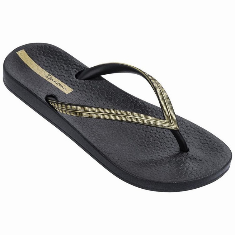 Black / Gold Ipanema Mesh IV Women\'s Flip Flops | JN2845731