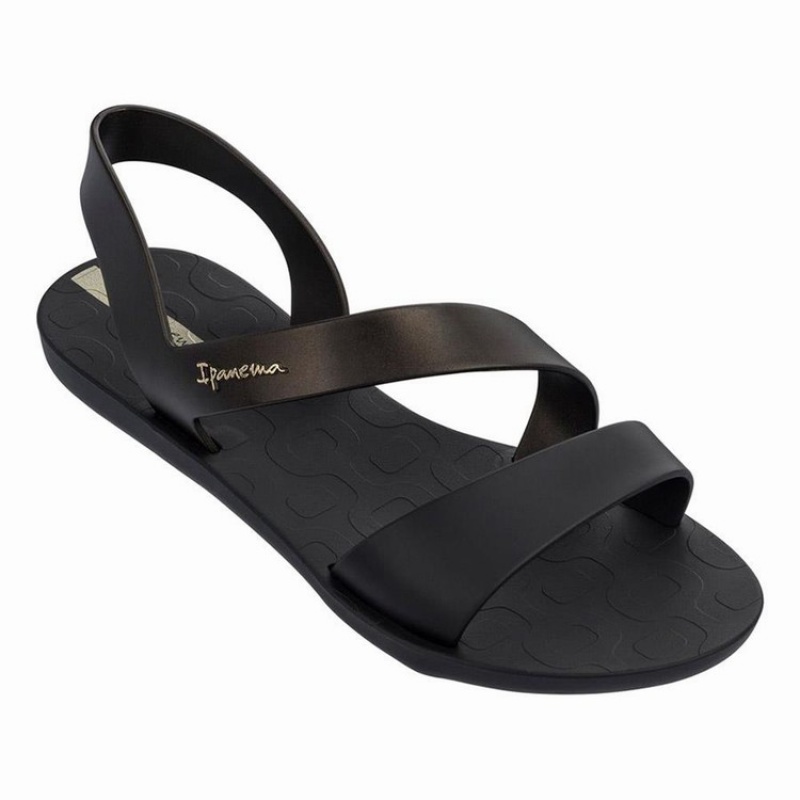 Black / Gold Ipanema Vibe Women's Sandals | ZI4703862