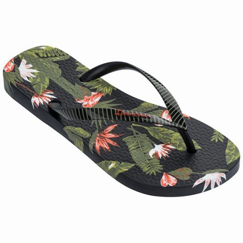 Black / Green Ipanema Paradise Women's Flip Flops | TA8365079