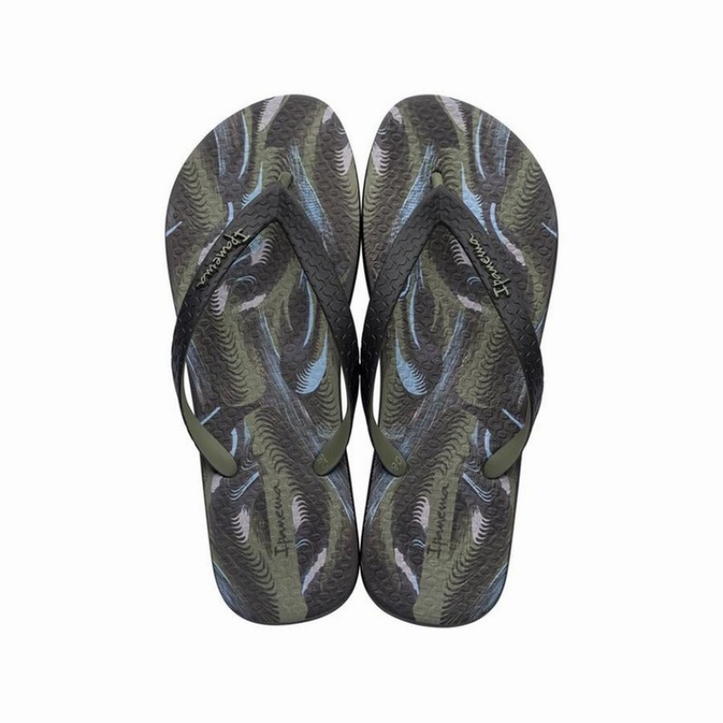 Black / Green Ipanema Parati II Men\'s Flip Flops | MF3082971